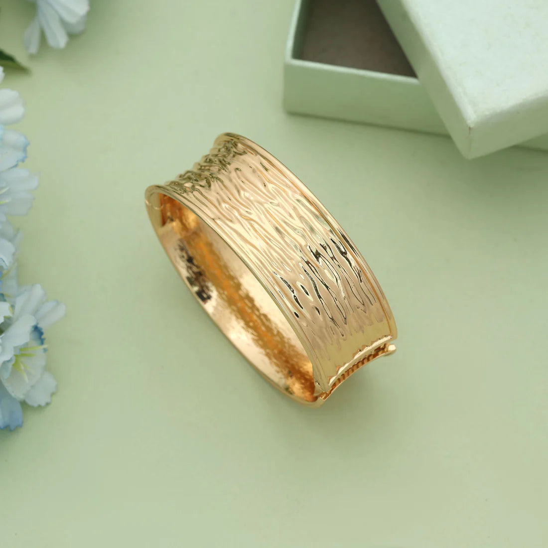 Gold Color Openable Anti Tarnish Bracelet With Elegant Party Wear Jewelry Style