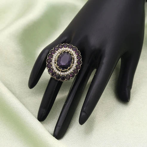 Purple Color American Diamond Ring Inspired By Royal Tones And Modern Styling