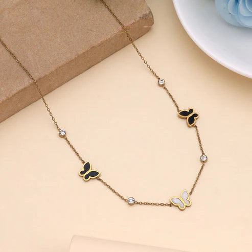 Black Color Stainless Steel Anti Tarnish Necklace Suitable For Office And Casual Outfits