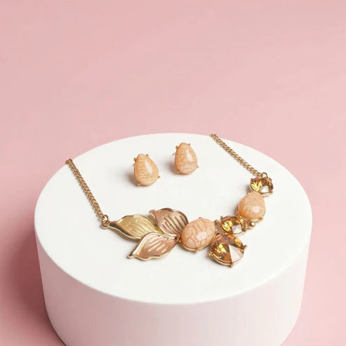 Gold Color Anti Tarnish Necklace Set With Premium Classic Elegant Shine Finish