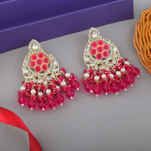 Purple Color Kundan Earrings