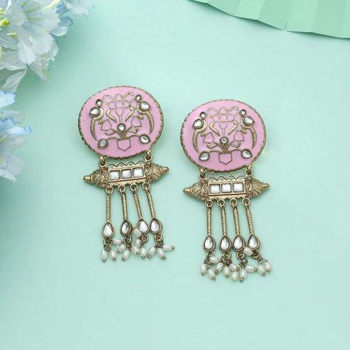 ALL Color Meena Work Kundan Earrings Stylish Feminine Traditional Jewelry