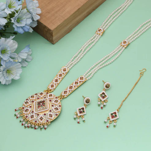 Multi Color Rajputi Jewellery Rani Haar Crafted For Elegant Traditional Fashion Lovers