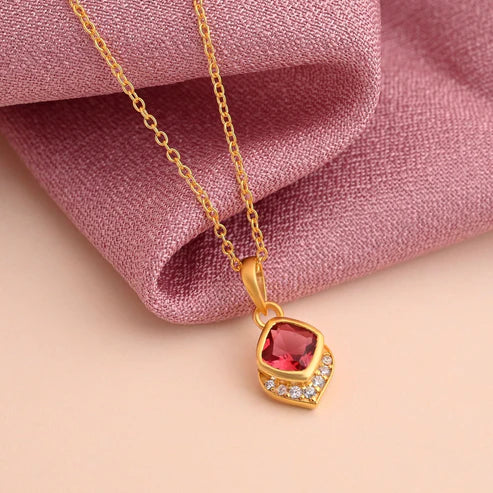 Ruby Color 925 Gold Plated Silver Pendan
