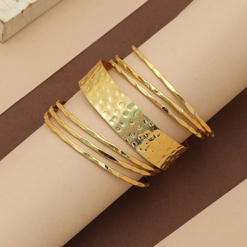 Gold Color Single Hand Bangles Set Size 2.4 Traditional Ethnic Jewelry Style