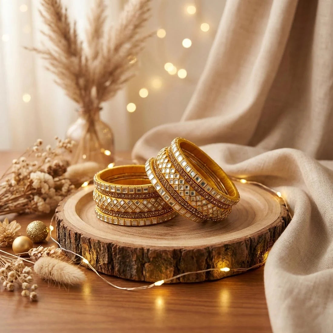 Bangle Size: 2.6, 2.8, 2.10 Material: Thread | Color: Multi Stone: Rhinestone Gross Weight: 128.00 Grams Package Content:: 1 Set Of Bangle