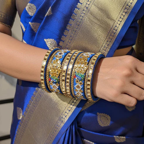 Blue Color 1 Set Of Thread Bangle Showcasing Bold And Elegant Craftsmanship