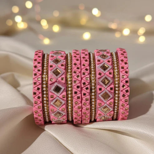 Pink Color 1 Set Of Thread Bangle Showcasing Charming Traditional Thread Artistry