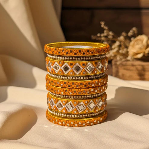 Yellow Color 1 Set Of Thread Bangle Designed For Vibrant Traditional Outfits