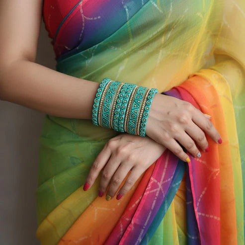 Rama Green Color 1 Set Of Thread Bangle With Elegant Traditional Festive Design