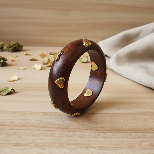 Brown Color Single Hand 1 Piece Of Wooden Bangle Size: 2.6