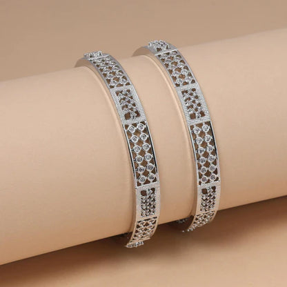 Silver Color Sparkling American Diamond Bangle Size: 2.6 For Party And Festive Wear