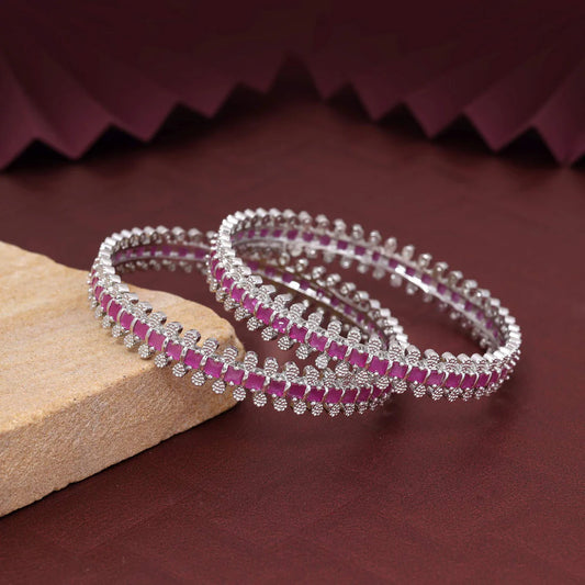 Light Purple Color Elegant Stone Studded American Diamond Bangle Size: 2.6 For Women