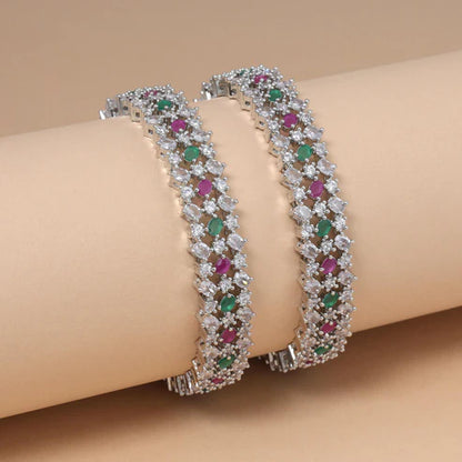 Multi Color Shimmering American Diamond Bangle Size: 2.6 For Ethnic And Modern Attire