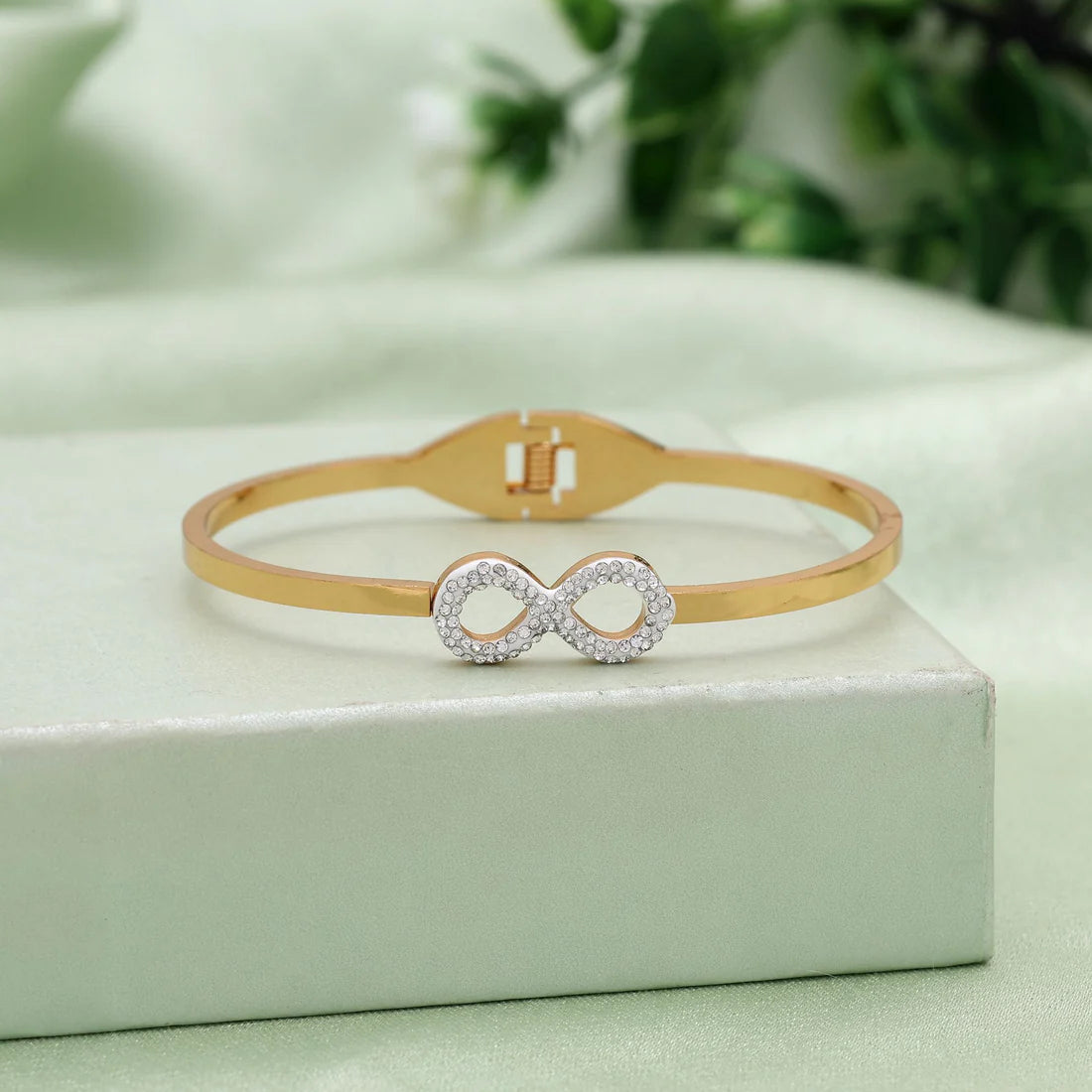 Gold Color American Diamond Anti Tarnish Bracelet Designed For Elegant Everyday Luxury Wear