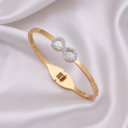 Gold Color American Diamond Anti Tarnish Bracelet Designed For Elegant Everyday Luxury Wear