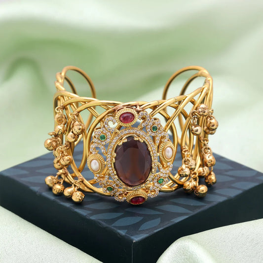 Purple Color American Diamond Bracelet Crafted For Royal Ethnic Styling