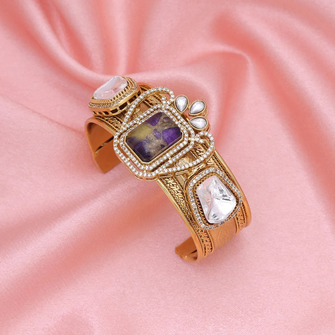 Purple Color American Diamond Bracelet Offering Royal Shine And Modern Appeal