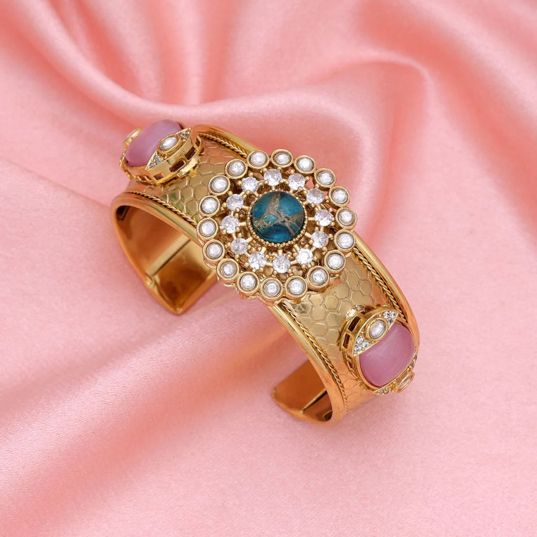 Multi Color American Diamond Bracelet Designed For Bold Traditional Fashion