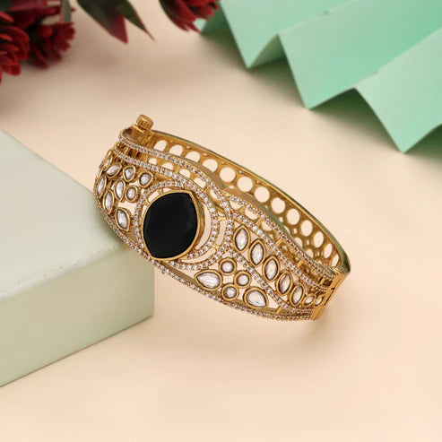 Black Color American Diamond Bracelet Crafted For Bold Statement Styling