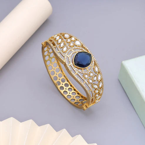 Blue Color American Diamond Bracelet Styled For Elegant Contemporary Looks