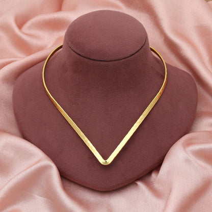 Gold Color Fashion Hansli Necklace Classic Ethnic Bridal Style Bold Choker Jewelry Piece