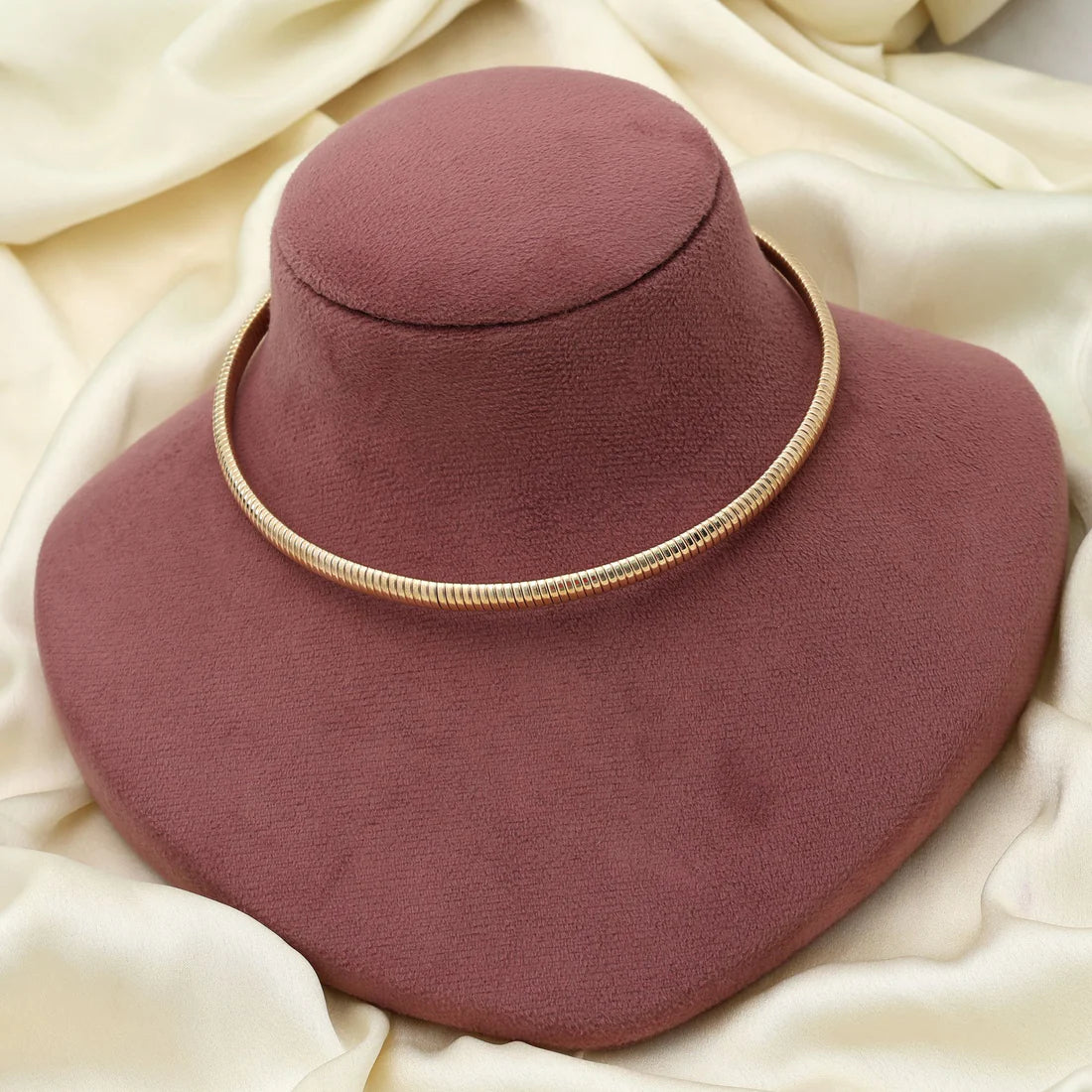 Gold Color Anti Tarnish Hansli Necklace Elegant Traditional Rigid Collar Statement Jewelry