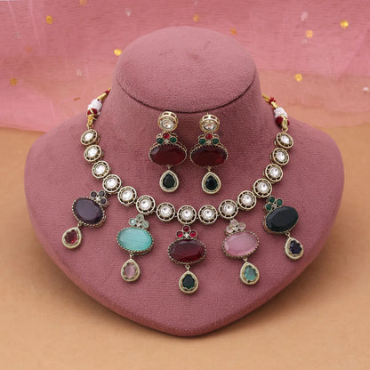 Multi Color American Diamond Necklace Set Blending Classic Design With Modern Style
