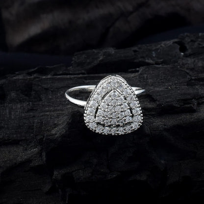 Modern Silver Color American Diamond Ring For Chic Everyday Fashion