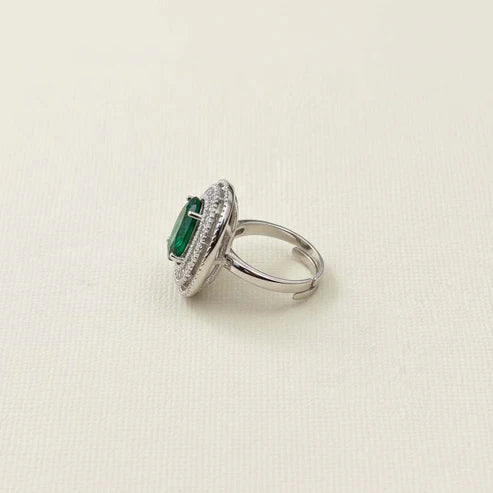Elegant Green Color American Diamond Ring Crafted To Enhance Your Festive And Bridal Look