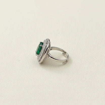 Elegant Green Color American Diamond Ring Crafted To Enhance Your Festive And Bridal Look