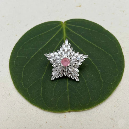 Radiant Pink Color American Diamond Ring Crafted To Elevate Feminine Beauty During Celebrations