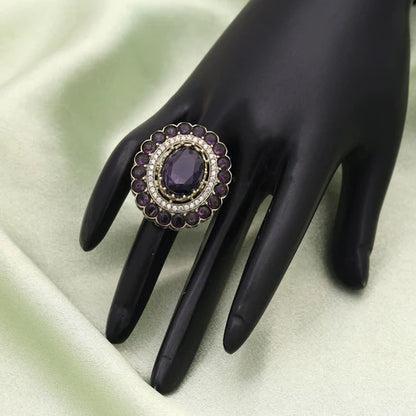 Purple Color American Diamond Ring Inspired By Royal Tones And Modern Styling