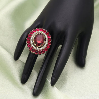 Rani Color American Diamond Ring Created For Wedding And Celebration Wear