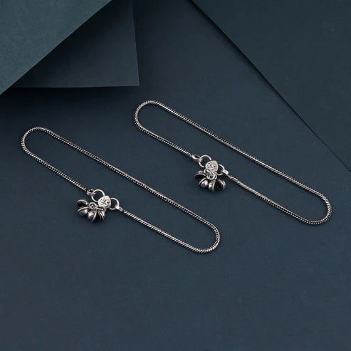 Handmade Silver Color Oxidised Anklet With Fine Detailing And Comfortable Fit