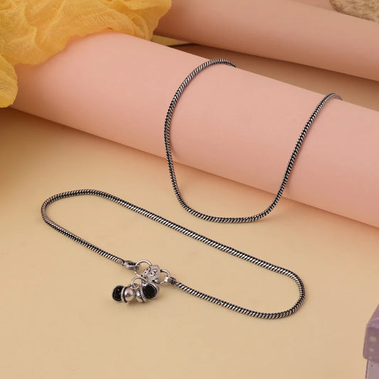 Handmade Silver Color Oxidised Anklet With Fine Detailing And Comfortable Fit