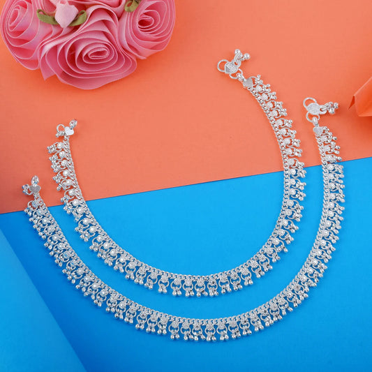 Stylish Silver Color Anklets Perfect for Bridal Wear, Festivals, and Ethnic Outfits