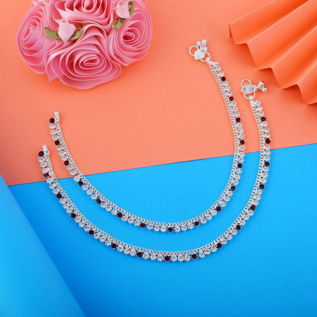 Attractive Maroon Color Anklets Crafted for Daily Wear, Parties, and Cultural Celebrations