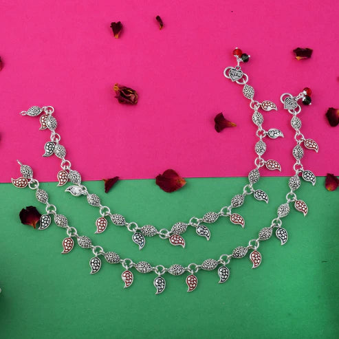 Stylish Multi Color Oxidised Anklet Perfect For Weddings, Parties, And Traditional Cultural Functions