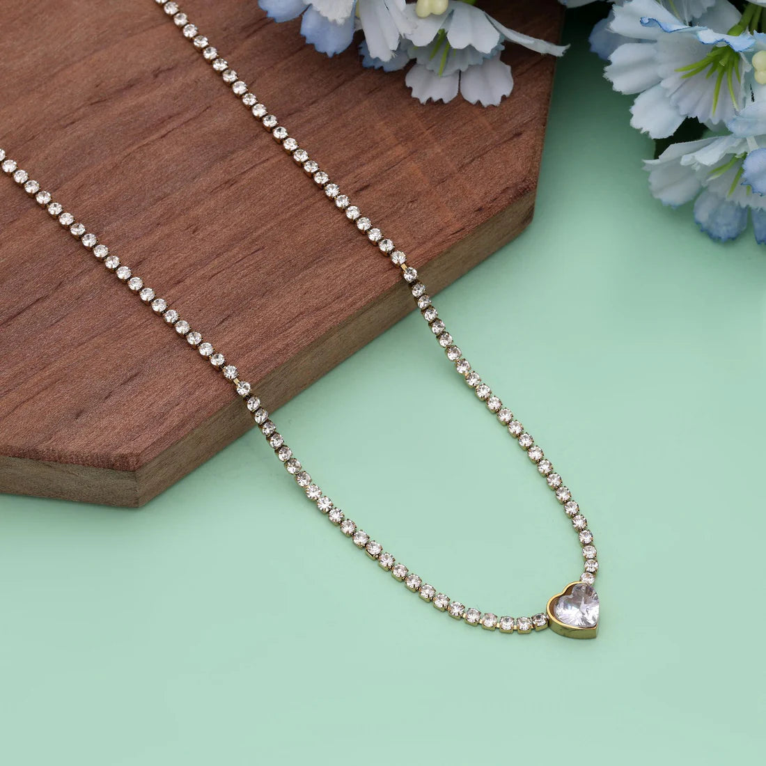 White Color Stainless Steel Anti Tarnish Necklace Offering Clean Minimal Contemporary Design