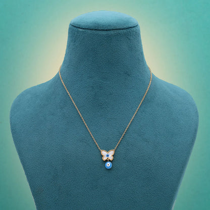 Blue Color Evil Eye Stainless Steel Anti Tarnish Necklace Designed For Protection And Style