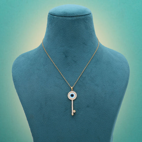 Blue Color Evil Eye Stainless Steel Anti Tarnish Necklace Combining Symbolism With Modern Fashion