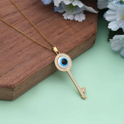 Blue Color Evil Eye Stainless Steel Anti Tarnish Necklace Combining Symbolism With Modern Fashion