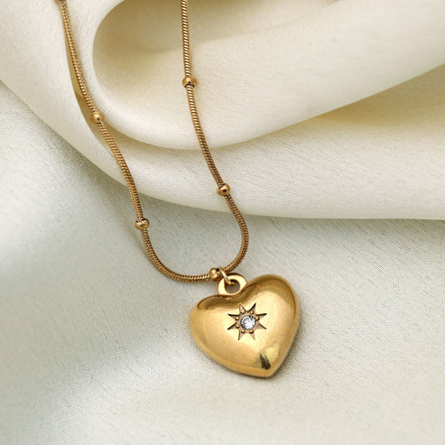 Gold Color Stainless Steel Anti Tarnish Necklace With Modern Minimal Everyday Wear Design