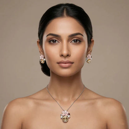 Gold Color Anti Tarnish Necklace Set With Premium Stylish Jewelry Shine