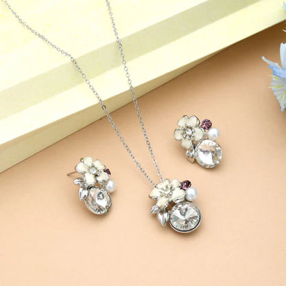 Silver Color Anti Tarnish Necklace Set With Modern Minimal Elegant Jewelry Finish