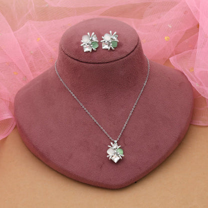 Pista Green Color Anti Tarnish Necklace Set With Soft Elegant Ethnic Look