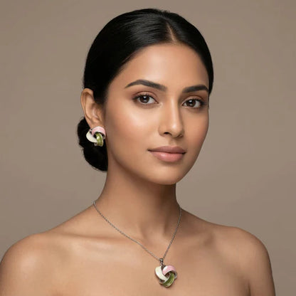 Mehendi Green Color Meena Work Anti Tarnish Necklace Set With Rich Ethnic Finish