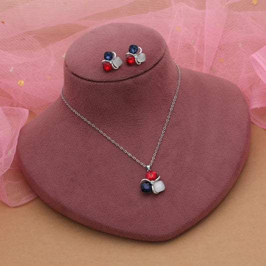 Blue Color Anti Tarnish Necklace Set With Classic Stylish Jewelry Finish
