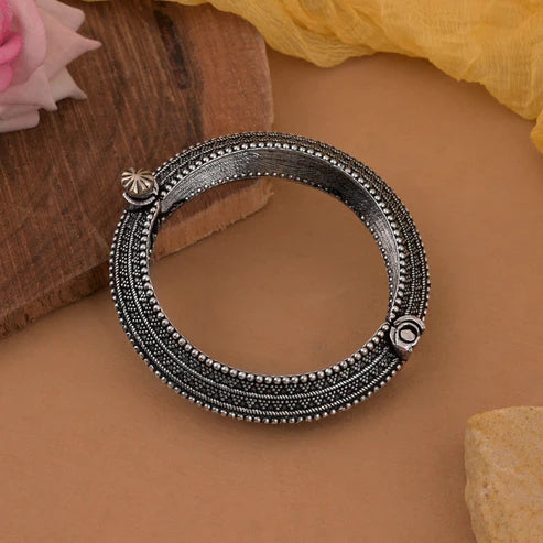 Party Wear Silver Color Oxidised Openable Beautiful Bracelet
